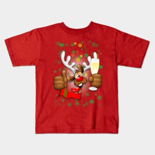 Reindeer Drunk Funny Christmas Character Kids T-Shirt